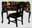22222476: black desk table with shell-inlaid beauty and landscape pattern, including chair